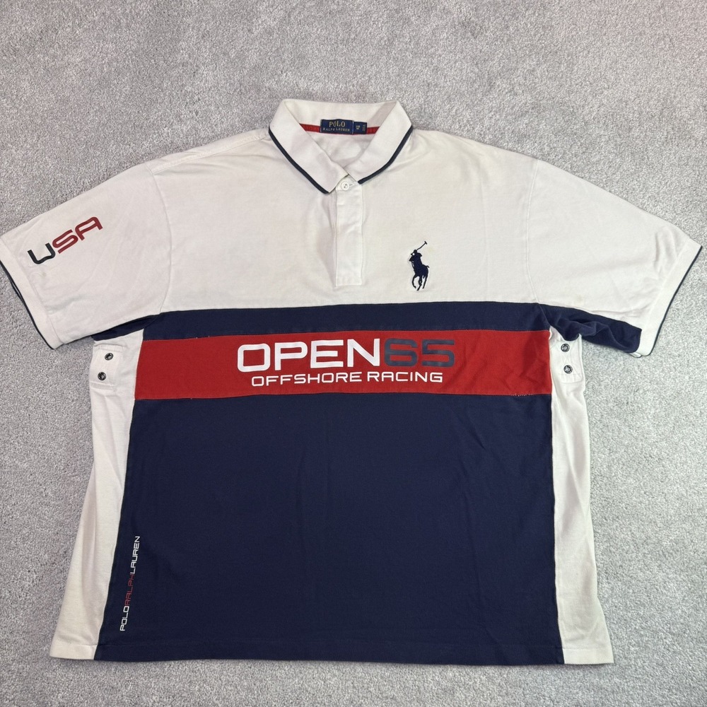 Polo Ralph Lauren Open 65 Offshore Racing Polo Shirt Mens 2XB Big White P-15